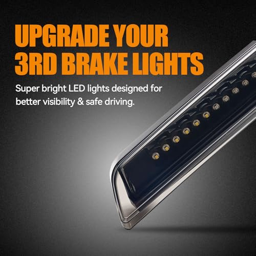 Image of Third 3rd Brake Light LED for 2004-2015 Nissan Titan & 2005-2016 Nissan Frontier, High Mount Rear Brake Lights Assembly, Waterproof Center Cab Cargo Lamp Stop Light (Black)