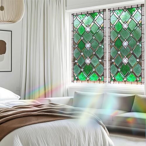 Image of Nuxovilar Sparkle Stained Glass Style Window Film 17.5x39.4 in PVC
