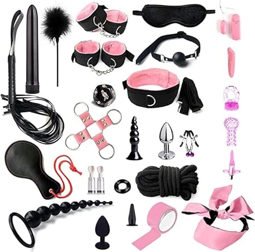 Sex Bondage BDSM Kit Restraints,Sex Toys with Hand Cuffs Ankle Cuff Bondage Collection BDSM Leather Bondage Sets Restraint Kits Adult Sex Product for Women and Couples Yoga Sweater A27r