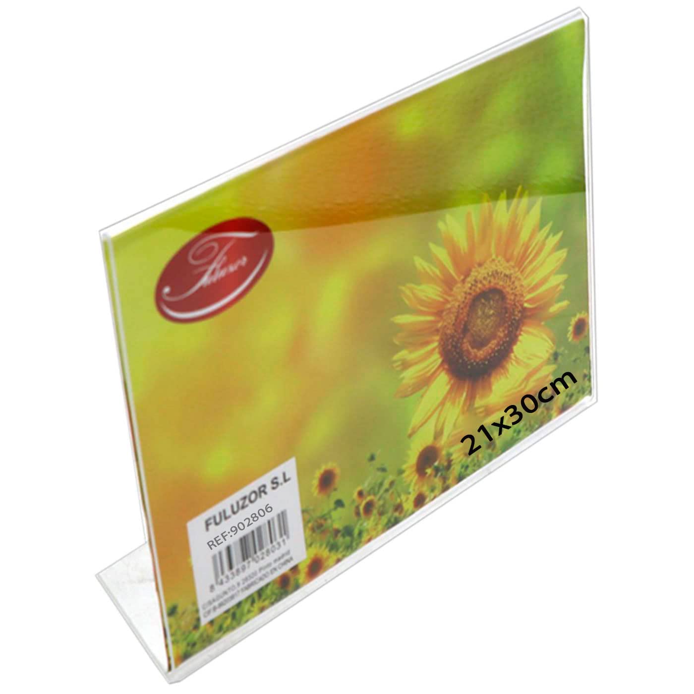 Acan Portafotos Transparente, Soporte de plástico de sobremesa para Fotos, Marco para fotografías, oficinas, Negocios, hogar (Horizontal, 21 x 30 cm)