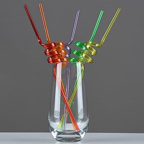 Miniatura 5 de 10 pajitas de plástico reutilizables en espiral, pajitas largas para tarros de masón, vasos, regalos de fiesta, colores mixtos