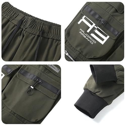 MEINVQIAOTI Functional Tactical Jogger Multiple Pockets Baggy Cargo Pants Paratrooper techwear Athletic Black Cargo Pants2