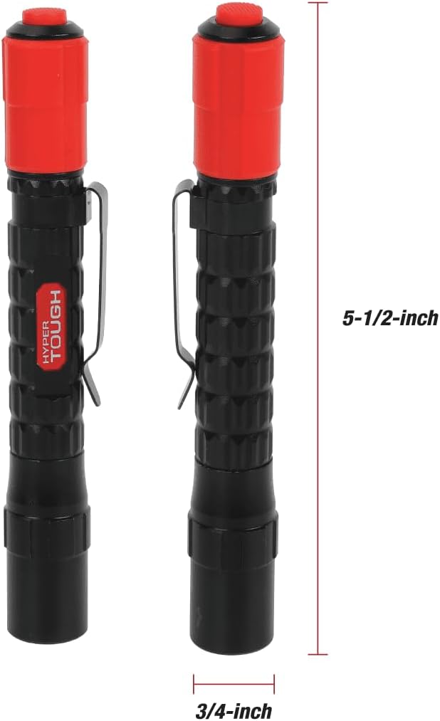 Hyper Tough 120-Lumen Pen Light with Bite Ring & Pocket Clip 2-AAA Batteries Included
