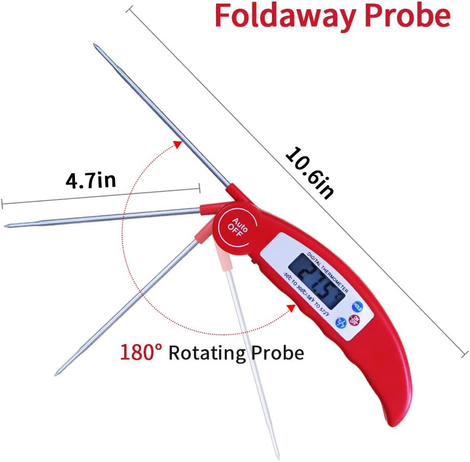 review Fatom Food Meat Candy Cooking Thermometer,Digital Instant Read by LCD, with 304 Stainless Steel Probe for BBQ Grill Kitchen Smoker Oil Fry (Red)