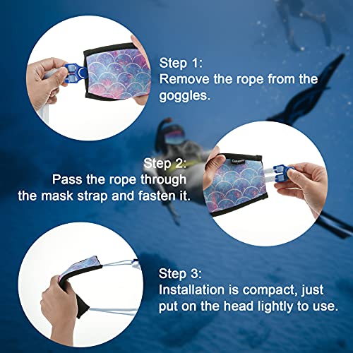 Neoprene Mask Strap Cover, Reflective Diving Mask Straps Hair Protector Wrap For Dive And Snorkel Masks Water Sports (Fish Scales) #TOP2