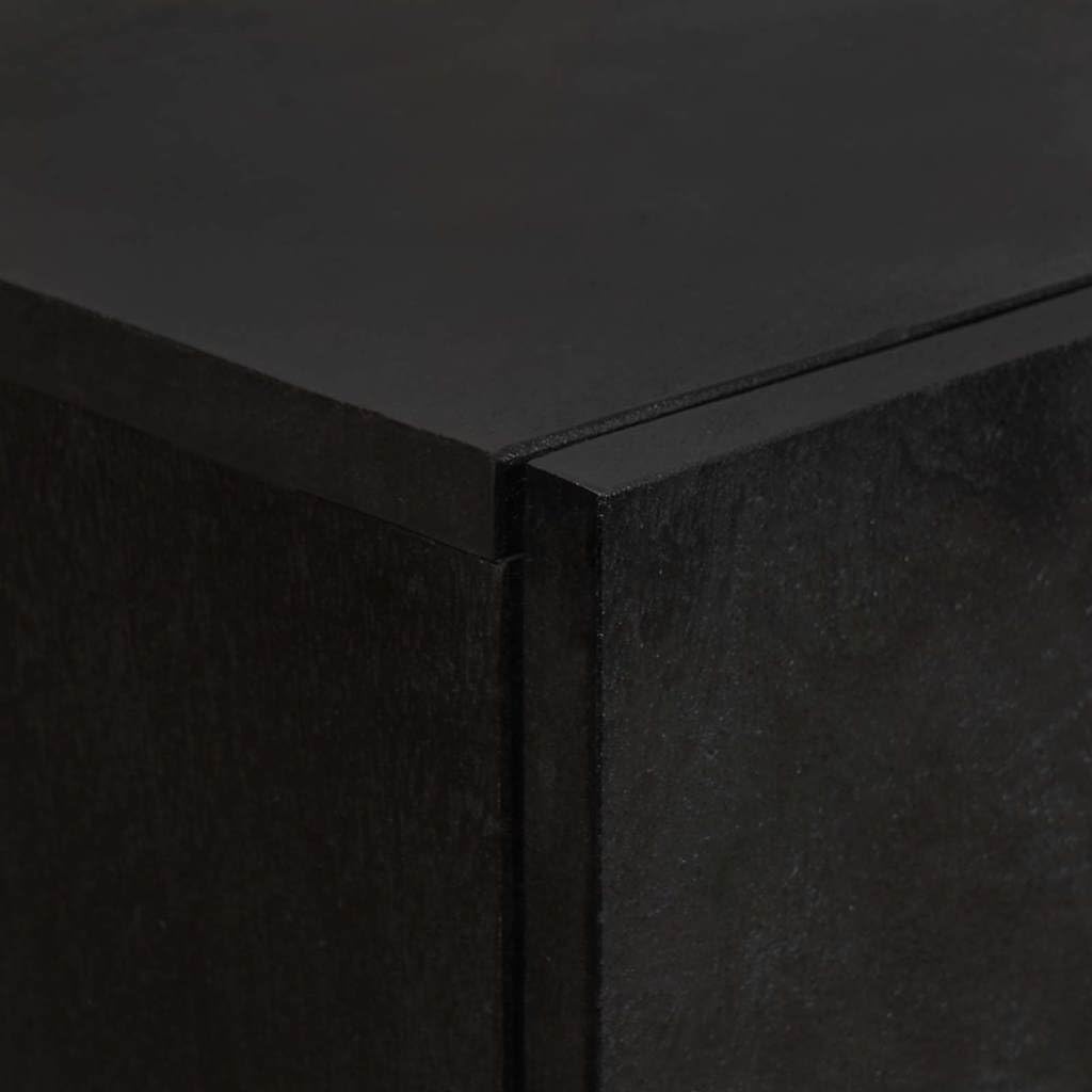 vidaXL Haut Armoire Noir 60 x 33 x 100 cm Bois de Mangue Massif, Unité de Rangement élégante pour Salon, en Bois de Mangue, poignées en Laiton, Design Compact et Chic