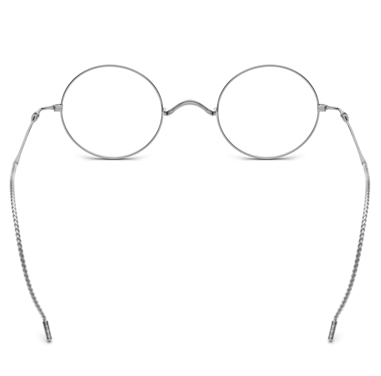Agstum Retro Round Titanium Optical Eyeglasses Frame, Lightweight Wire Rim Glasses with Cable Arms, No Nose Pads