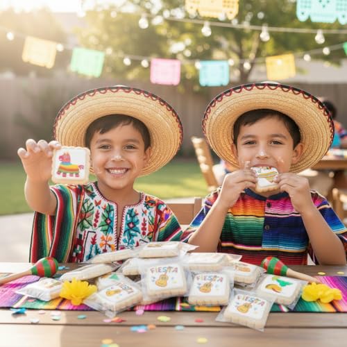 Image of Cinco De Mayo Themed Cookies Mexican Fiesta Treats | 24 Pack Bulk | Individually Wrapped | Party Favor Snacks Cookie Gift Basket