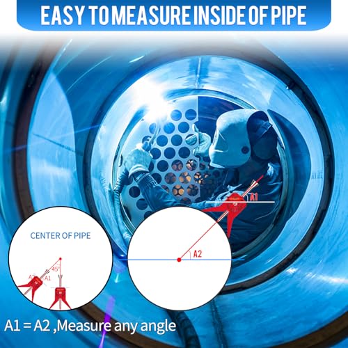 Pipe Center Finder, Magnetic Centering Head Tool to Measure Pipe Diameter 0.5" to 4", Y-Shape Design with Adjustable Dial Bubble Protractor for Pipefitters & Plumbers(red) - Image 6