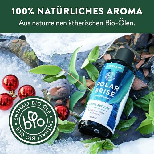 Fjorland Saunaaufguss Set BIO 4 x 100 ml Saunadüfte Geschenkset - Ätherische Saunaaufgüsse in hochwertiger Geschenkbox