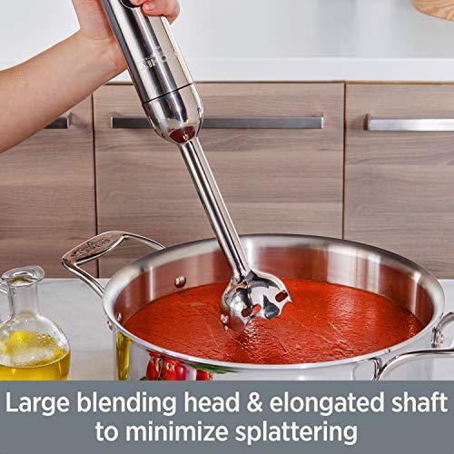 All-Clad Cordless Rechargeable Stainless Steel Immersion Multi-Functional Hand Blender, 5-Speed, Silver #TOP6