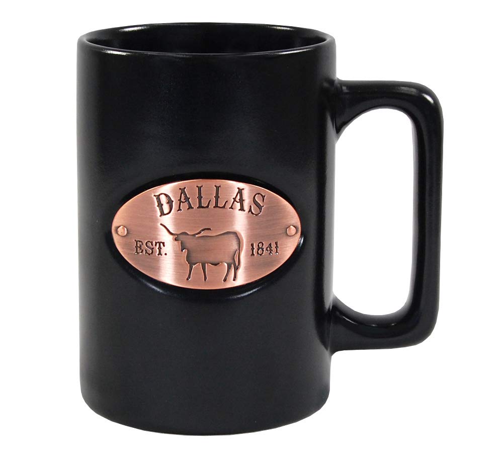 Americaware 15 oz Black Matte Dallas Copper Medallion Mug