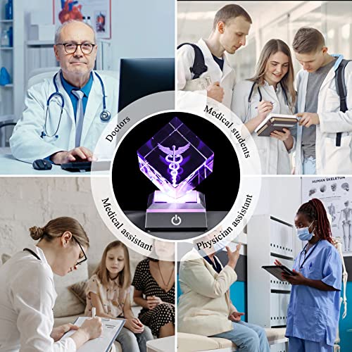 YWHL-Crystal-Doctor-Gifts-for-Women-Men-Doctors-Day-Gifts-for-Doctors-White-Coat-Ceremony-Gifts-3D-Caduceus-Figure-with-Colorful-Light-Base-for-Medical-Students-Medical-Professionals