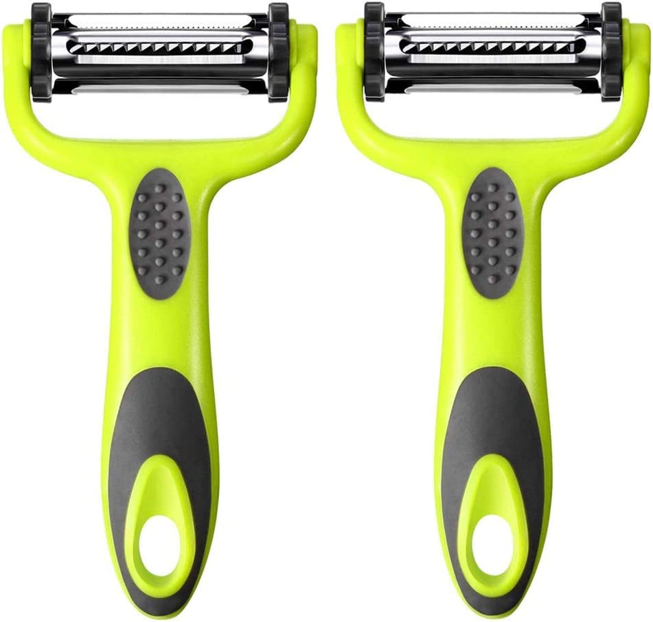 Multipurpose Stainless Steel 3 in 1 Fruit & Vegetable Peeler for Potato, Carrot, Apple, Zucchini, Cucumber (Pack of 2)