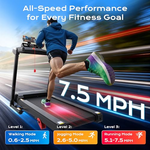 Image of Incline Treadmill for Home 400 lbs Capacity, Folding Treadmill with APP Control, 15% Auto Incline or 6% Manual Incline, 7.5MPH or 10MPH, 16'' or 18'' Wide Belt, Safety Handrail, 64 Programs
