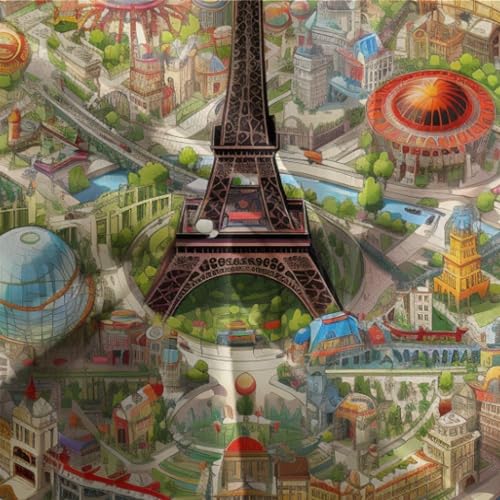 Juego de funda nórdica Torre Eiffel con estampado digital nítido microfibra de lujo 8