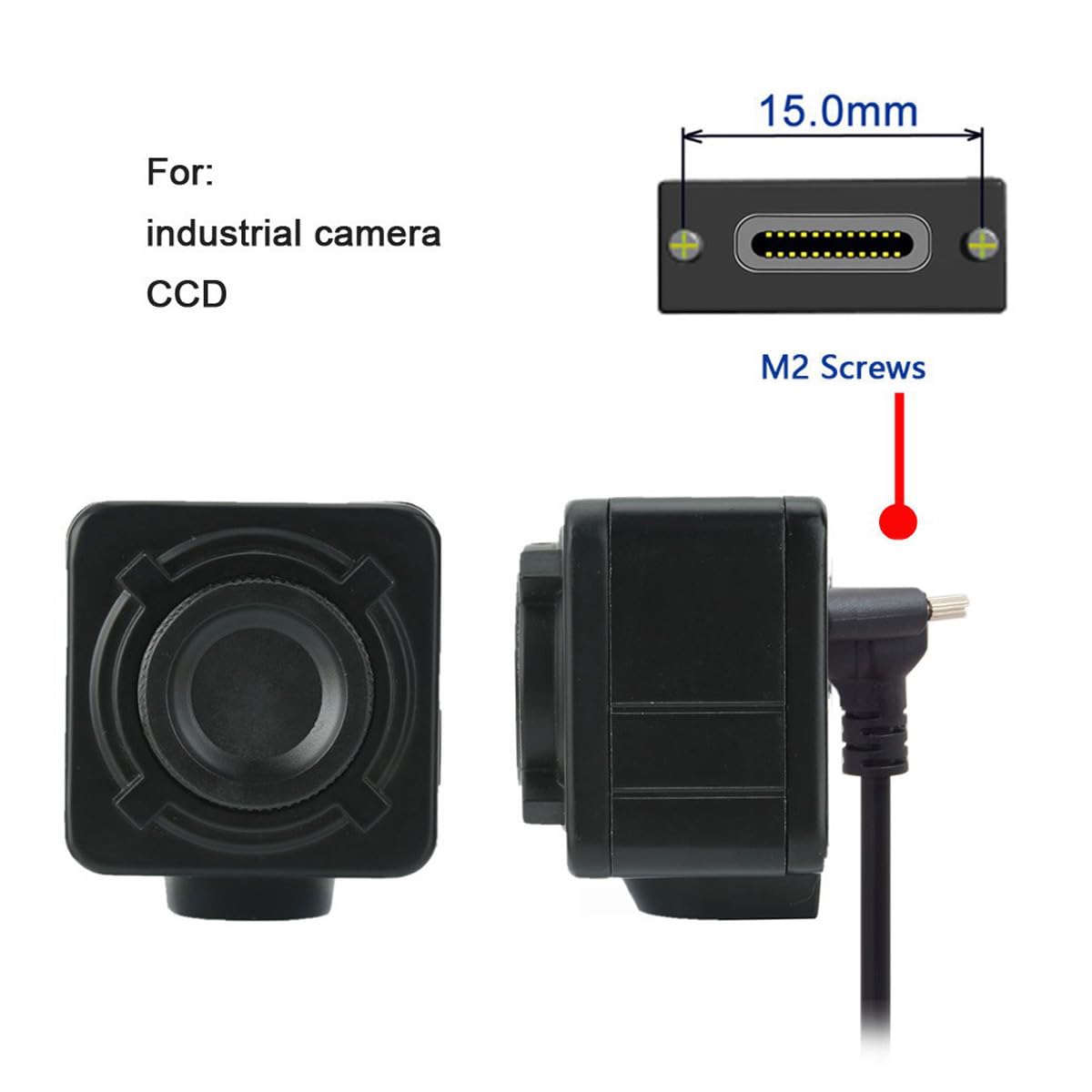 JSER Kabel Vision USB3.1 Type-C USB-C podwójne śruby 90 stopni kątowy typ blokujący do danych USB 3.0 10 Gb/s, kompatybilny z przemysłową kamerą VR, komputerem telefonicznym (8 m z wzmacniaczem)