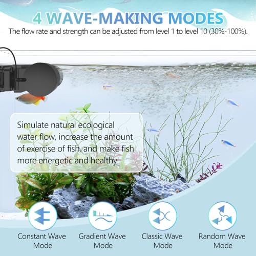 Image of hygger Wave Maker For Aquarium, Magnetic DC 24V 50W Aquarium Powerhead, 3430GPH Adjustable Cross Flow Pump with LED Display Controller, Wavemaker For Freshwater Marine Reef Aquariums 100-300 Gallon
