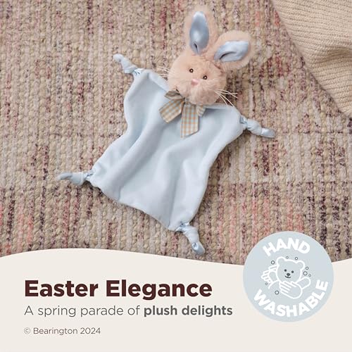 Image of Bearington Collection Baby Wee Waggles - 8 x 7 Inch Small Bunny Tail Stuffed Animal, Lovey & Baby Security Blanket