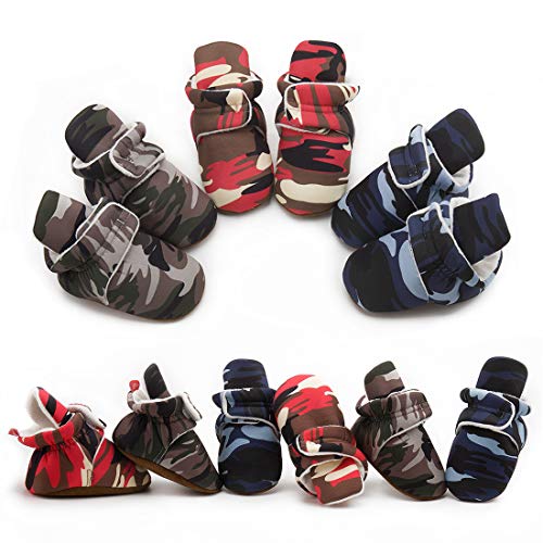 Morbido Newborn Infant Baby Boys Girls Cozy Fleece Booties Stay On Slipper Socks Winter Warm Ankle Boots Soft Shoes Non Skid Grippers First Walker Crib Shoes