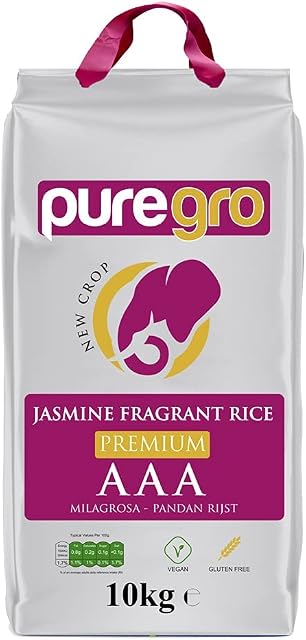 Puregro AAA Premium Jasmine Fragrant Rice 10kg, (Pack of 1)
