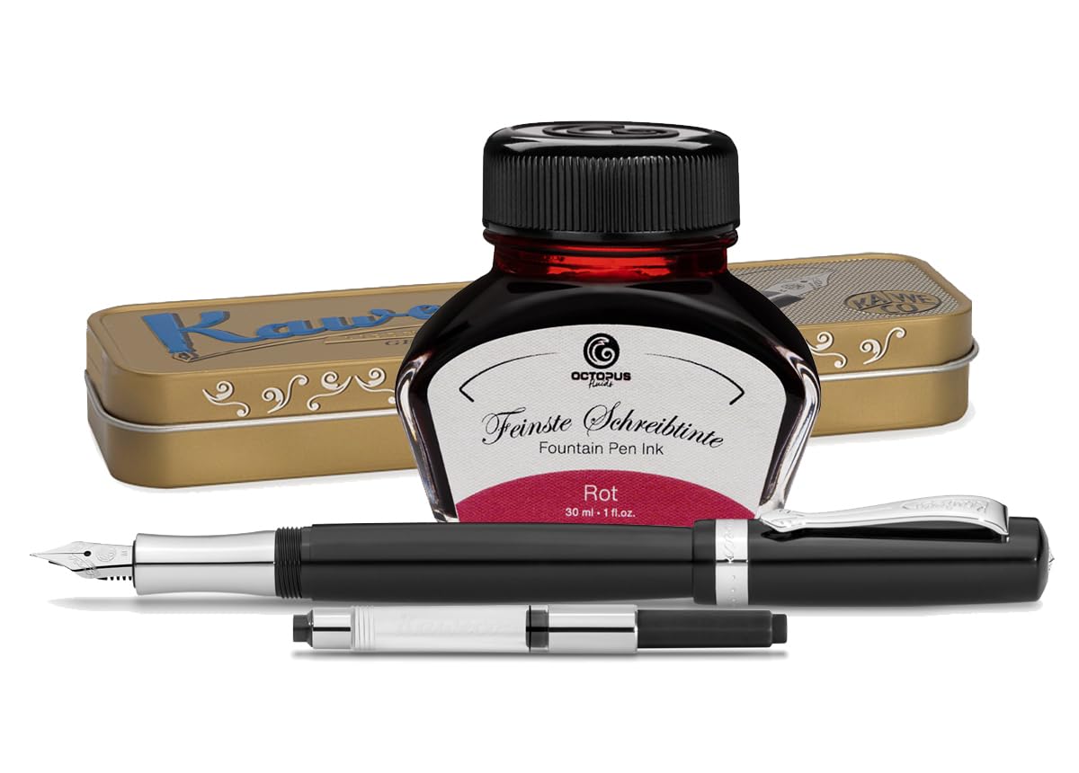 Kaweco Student Füllhalter mit 30 ml Füllhaltertinte, Konverter und Metalletui