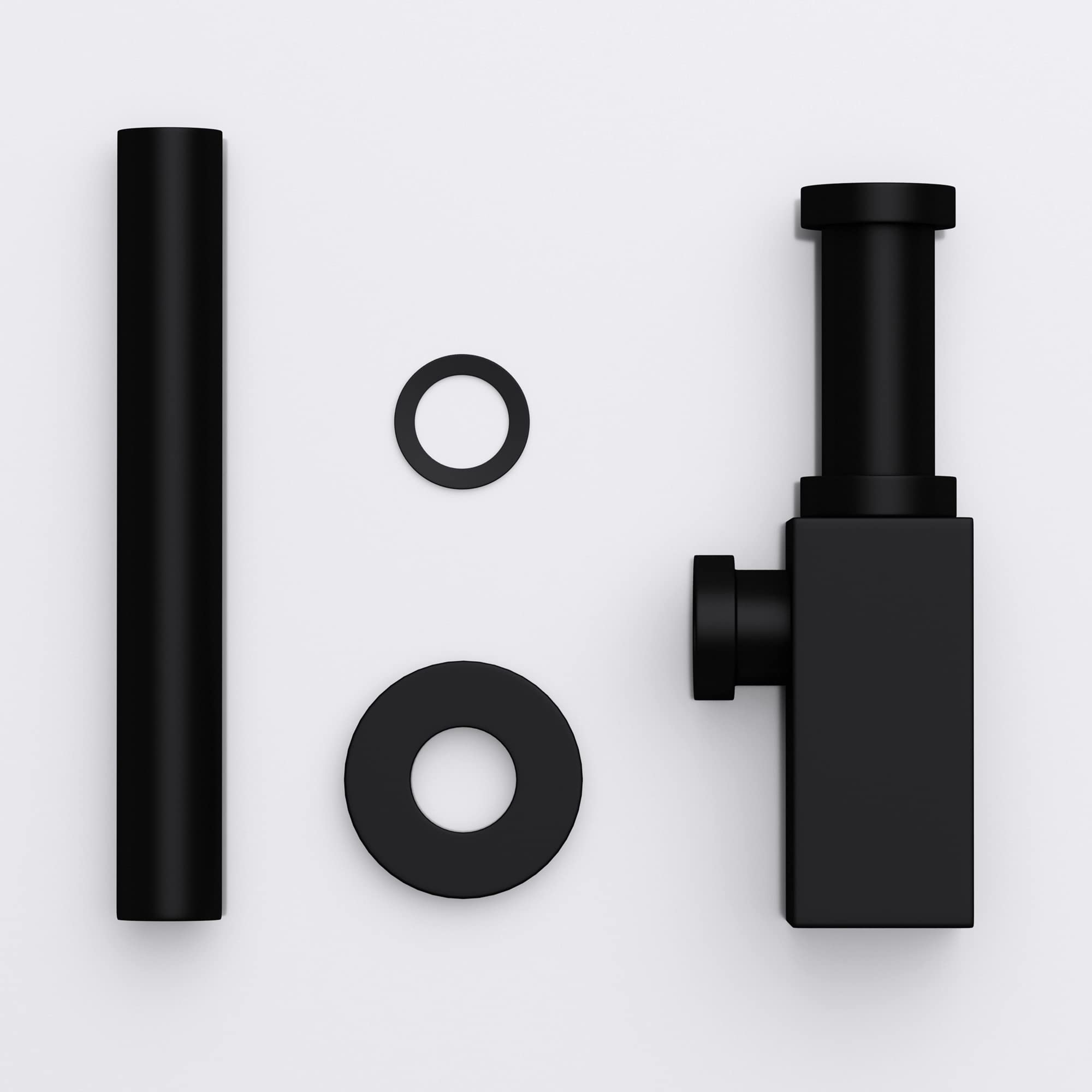 Mai & Mai Sifón S06 Sifón en forma de L Juego de desagüe para lavabo Rosca de conexión de latón negro