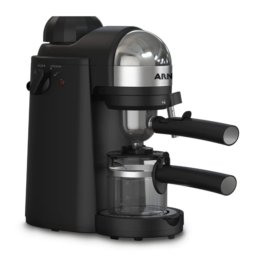 Cafeteira Espresso Arno Mini Espresso Compacta 1000W com acabamento Inox bico vaporizador para leite e 4 bar de pressão CMME 127v