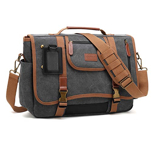 Preisvergleich Produktbild CoolBELL Laptop Tasche Herren Umhängetasche Messenger Bag Multifunktions Schultasche Arbeitstasche Reisetasche Sport Kuriertasche Passend für 15,6 Zoll Notebook MacBook (Canvas Grau)