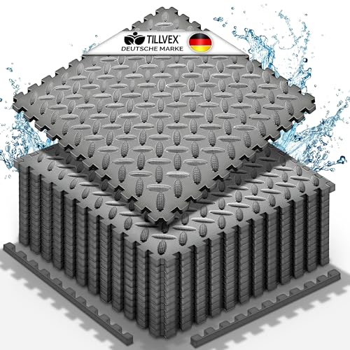 tillvex® Lot de 12 tapis de protection pour piscine | Tapis de sol pour piscine et bassin gonflable | Tapis de piscine pour extérieur | Tapis de protection...