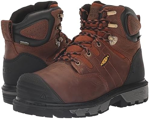 KEEN Utility Men's Camden 6" Composite Toe Waterproof Internal Metatarsal Guard Heavy Duty Work Boots, Leather Brown/Black, 9 Wide | Image 6