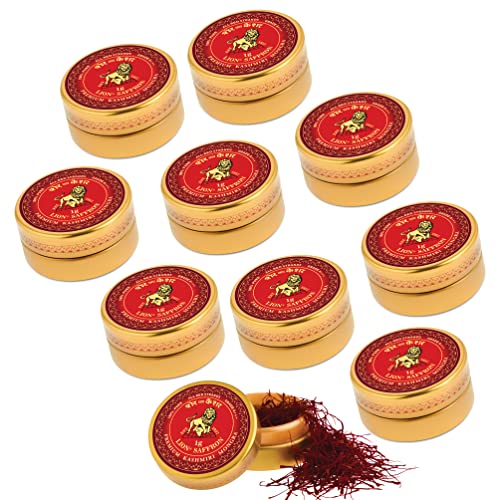Image of Lion Brand Saffron, 10g, Premium Kashmiri Mongra Saffron /Kesar (A+++ Grade) for Pregnant Women, Biryani, Beauty, Cooking and Sweets (VALUE PACK OF 10gm (10X1gram = 10grams))