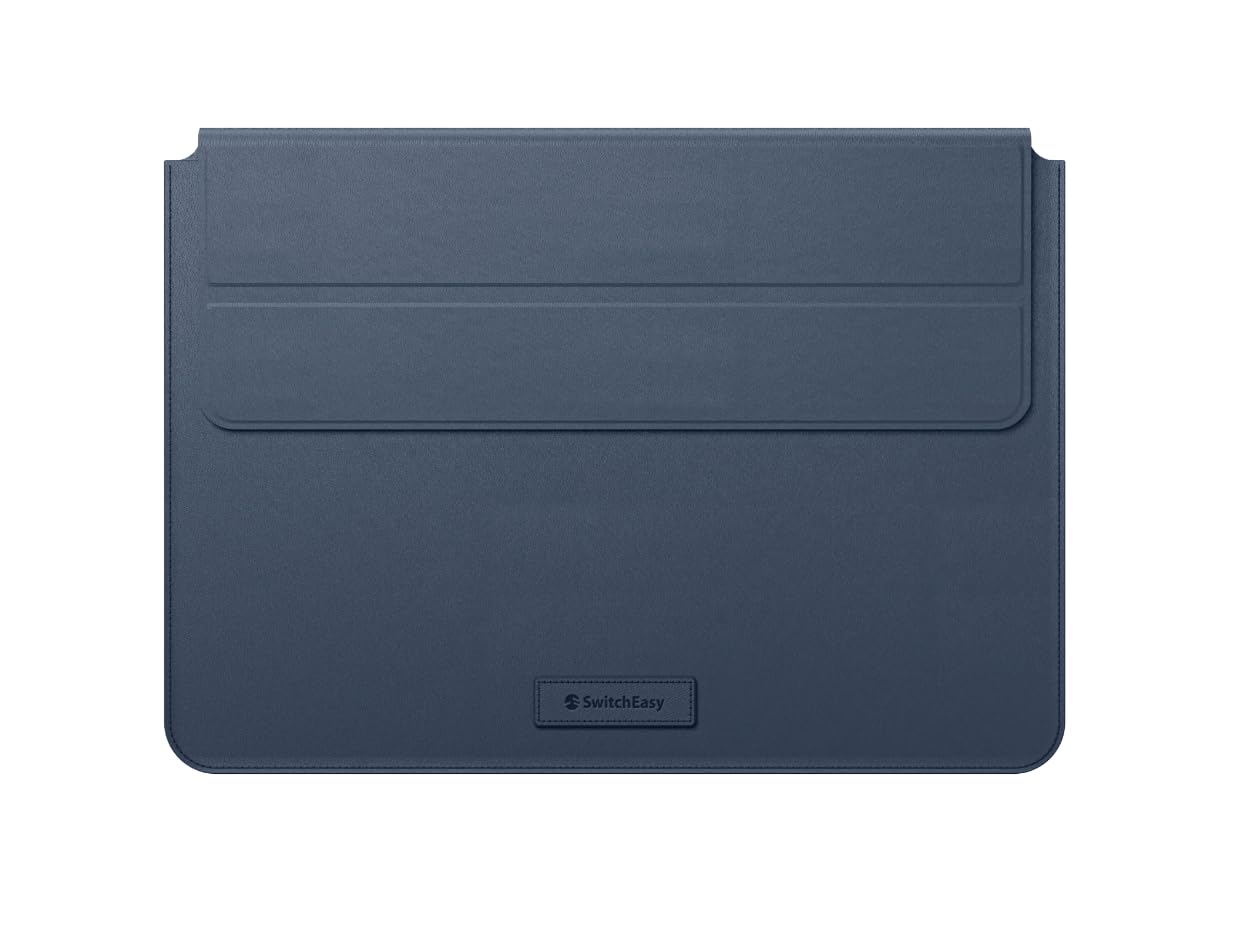SwitchEasy EasyStand Leather MacBook Sleeve/Sleeve Stand MacBook Pro 14 Inch 2023-2021 M3/M2/M1 Midnight Blue