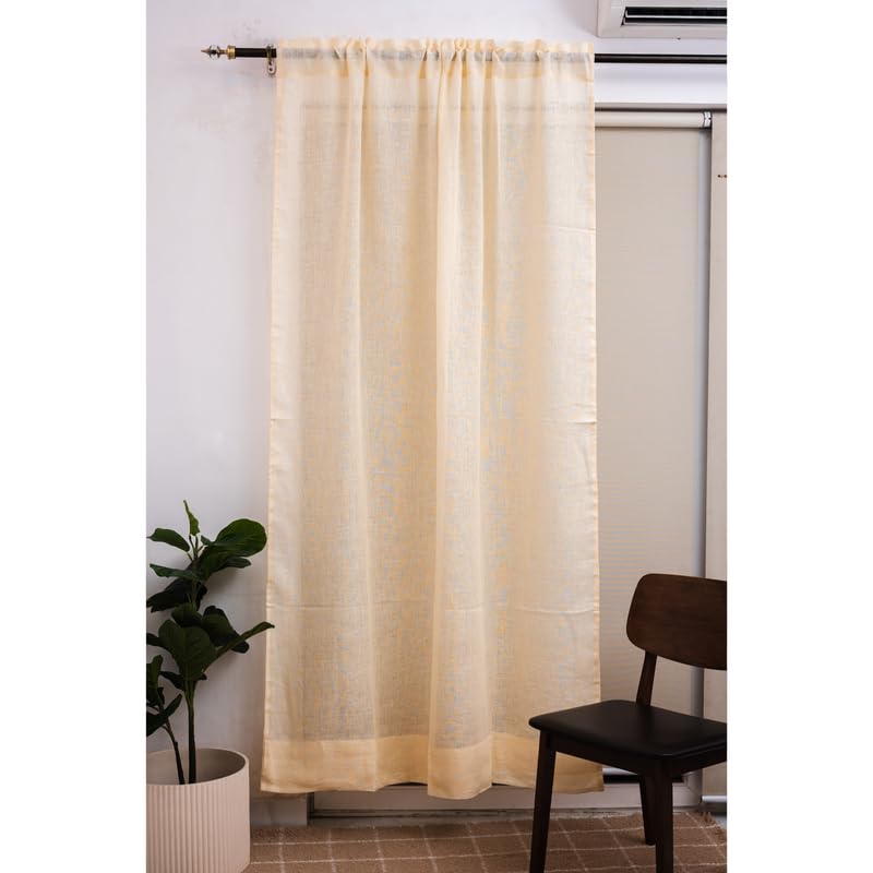 Blue Flower Co Pure Linen Sheer Curtains Yellow 54x128 (1 Panel)