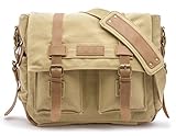 Sweetbriar Classic Laptop Messenger Bag, Army Khaki - Canvas Pack Designed to Protect Laptops up to 15.6 Inches