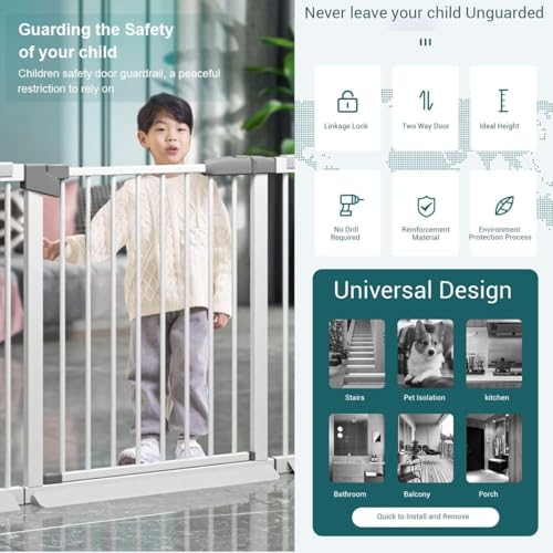 Image of StarAndDaisy Baby Safety Gate for Kids Home Stair Barricade Door with Two Way Auto Close, No Dril Required Retractable Door with Adjustable Linkage Lock