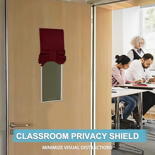 Image of RYB HOME Classroom Door Window Cover, Blackout Shades for Classroom Windows and Doors Cover Lockdown Shades, Room Darkening Design Blocks Views, W 8 x L 36, 1 Panel, Burgundy Red