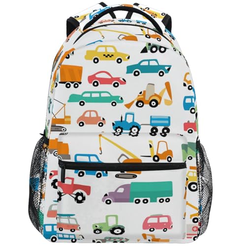 ZZKKO Cute Cartoon Cars School Backpacks Book Bag for Boys Girls Travel Hiking Camping Daypack Work Laptop Backpack