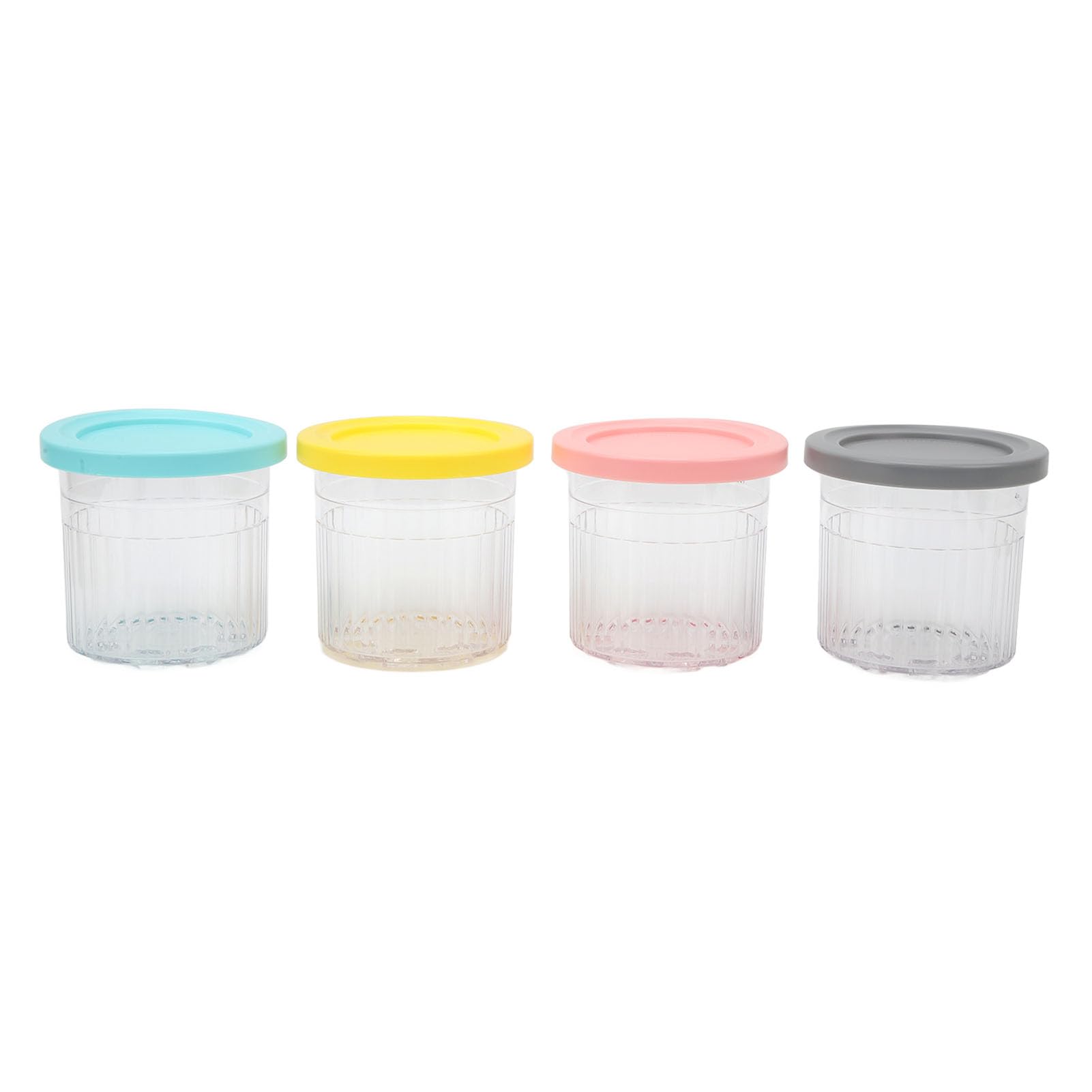 Jiawu Ice Cream Pint Containers with Lids, 4PCS Ice Cream Pints Cup, 600ml Reusable Freezer Food Storage Tubs for NC299AMZ NC300s Series Ice Cream Makers, Airtight and Dishwasher