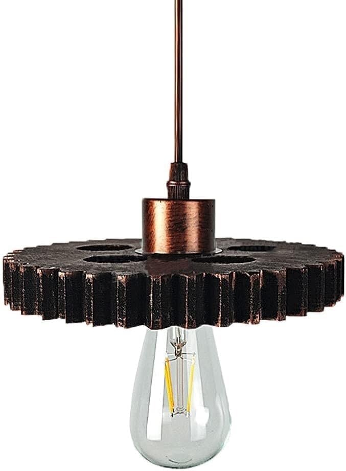 Lustre industriel steampunk en bois vintage avec douille E27 pour plafond