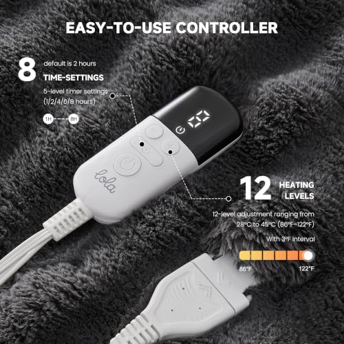 SMRISS Heated Blanket Faux Rabbit Fur Bubble Electric blanket ,Grey,50"x62" | Certified by ETL/UL,FCC,12 Heat Levels,5 Time Settings(Up to 8H)Auto-Off,Overheat Protection,Machine Washable,Elegant Package - image 4