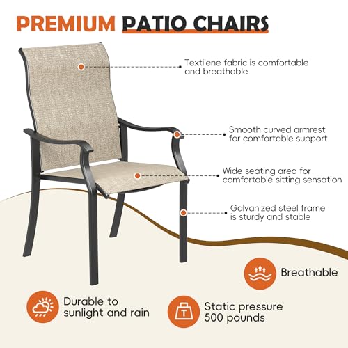 Image of UDPATIO Patio Dining Chairs Set of 2, High Back Wide Seat Outdoor Chairs | Breathable Textilene Weather Resistant Patio Chairs, Outdoor Dining Chairs, Patio Chairs for Garden Backyard Deck, Brown