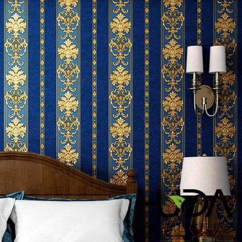 Image of FOKRIM Royal Blue Wallpaper for Walls Sticker 45x300cm 14-sqft - Peel and Stick Removable Self Adhesive Waterproof Wall Paper for Home Kids Room Play Room