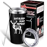 Hunting Gifts for Men, Travel Hunting Tumbler, Hunting Stuff, Deer Hunting Hunters Gifts for Men, Christmas Birthday Father's Day, Double Wall Insulated 20 Oz Travel Mug (Black)