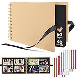 Fotoalbum Scrapbook zum Selbstgestalten mit 80 Seiten Fotobuch mit 108 Paar Fotoecken Robustes Innenpapier Fotobuch für Baby, Geburtstag, Hochzeit Jahrestag Scrapbook (Khaki Einzelheft – A5)