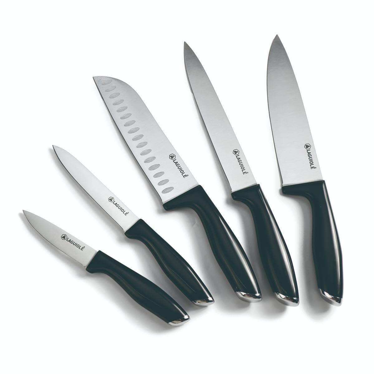 Bloc de 5 Couteaux en Acier Noir Lumin