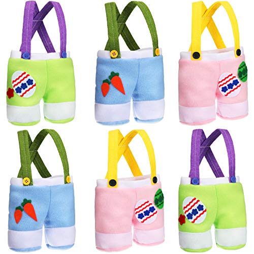 6 Pieces Easter Candy Treat Bags Easter Egg Candy Decorations Bags Pants Style Treat Bags for Easter Candy