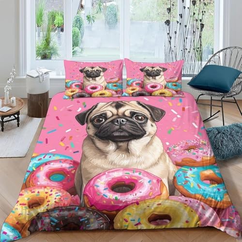 Funda Nordica Cama 105 Carlino Ropa de Cama 3D Donas 3 Piezas Suave Transpirable Microfibra Funda Nórdica 180x220 cm y 2 Fundas de Almohada 50x75 cm A.195