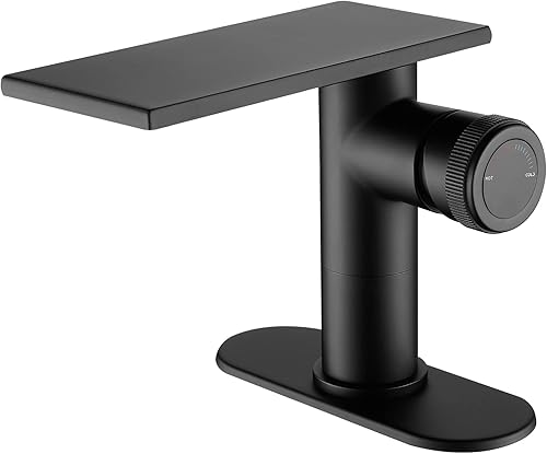 Miniatura 1 de becola Moderno grifo de baño negro mate, grifo de cascada para fregadero de baño, grifo mezclador de lavabo frío y caliente, grifo de tocador de una