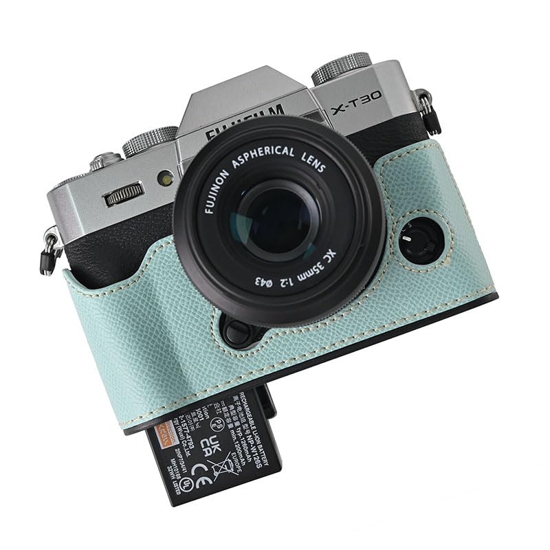 Funda Mitad de Cuero PU para Cámara Fujifilm X-T30 III Azul miniatura 5